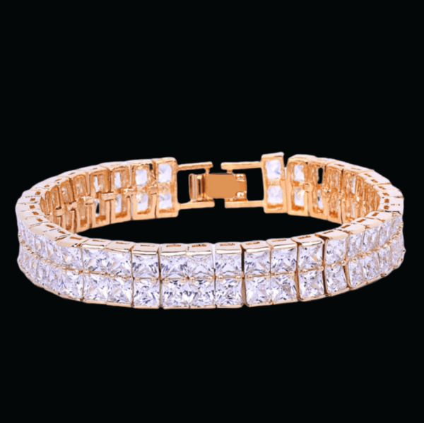 10MM Double Square Baguette Iced Out Diamond Bracelet