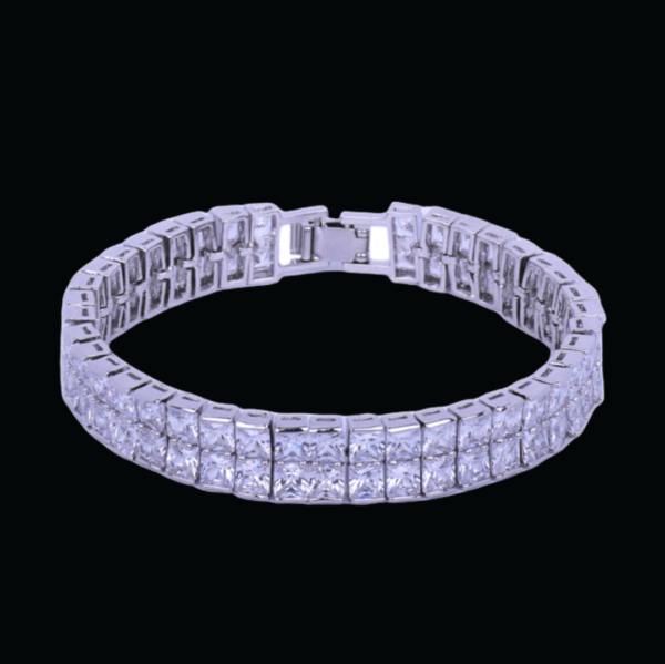 10MM Double Square Baguette Iced Out Diamond Bracelet