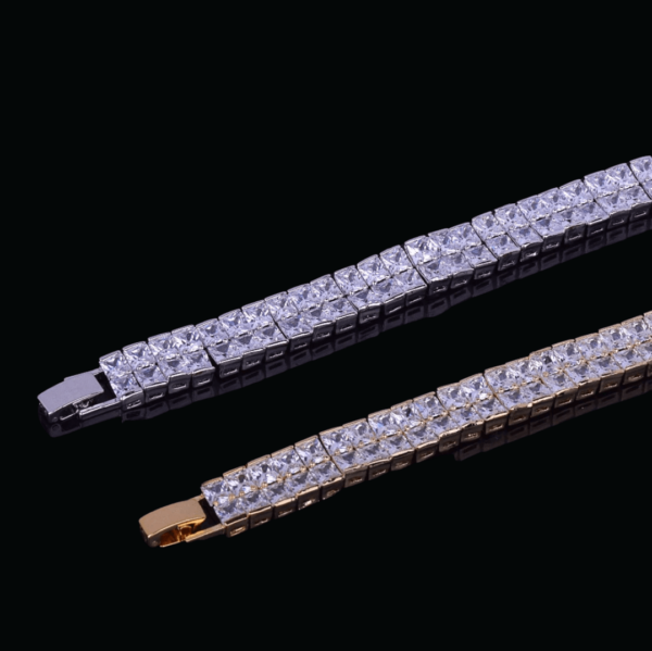10MM Double Square Baguette Iced Out Diamond Bracelet