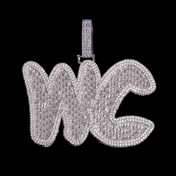 Big Baguette Iced Out Personalized Custom Name Necklace Pendant