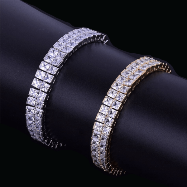 10MM Double Square Baguette Iced Out Diamond Bracelet