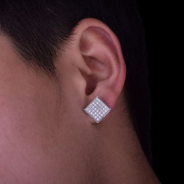 12MM Micro Paved Push Back Iced Out Diamond Stud Earrings