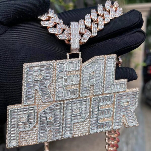 Rich Baguette n Diamond Iced Out Personalized Custom Name Necklace Pendant