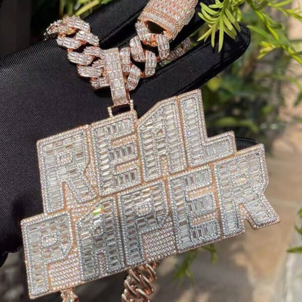 Rich Baguette n Diamond Iced Out Personalized Custom Name Necklace Pendant