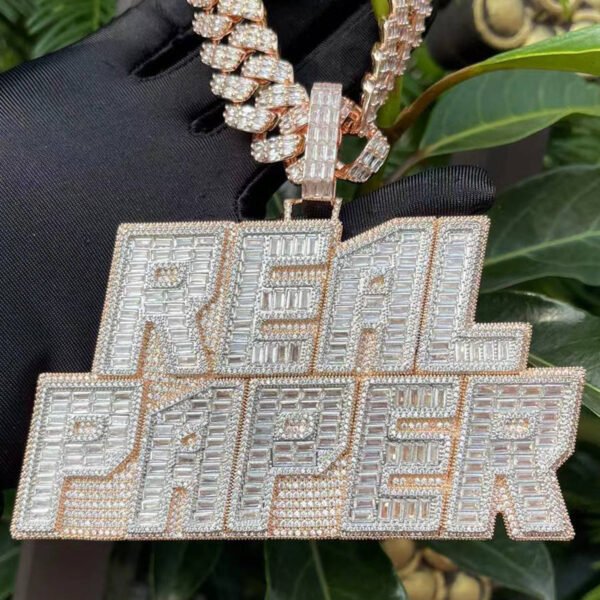 Rich Baguette n Diamond Iced Out Personalized Custom Name Necklace Pendant