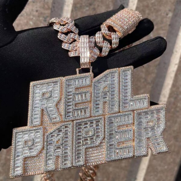 Rich Baguette n Diamond Iced Out Personalized Custom Name Necklace Pendant