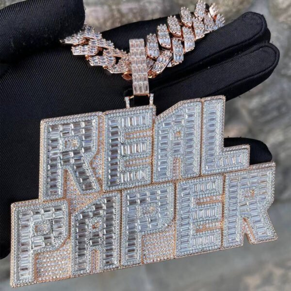 Rich Baguette n Diamond Iced Out Personalized Custom Name Necklace Pendant